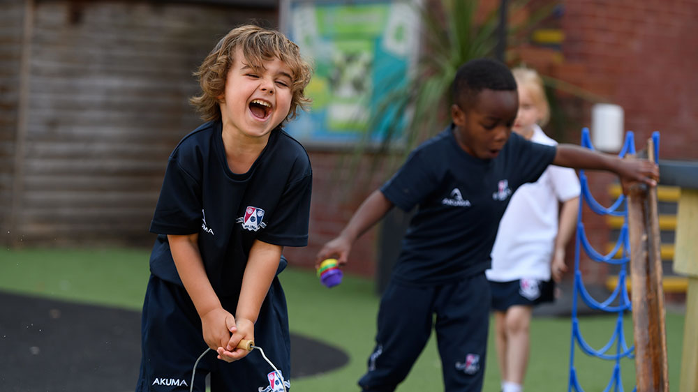 Juniors enjoying sports outside